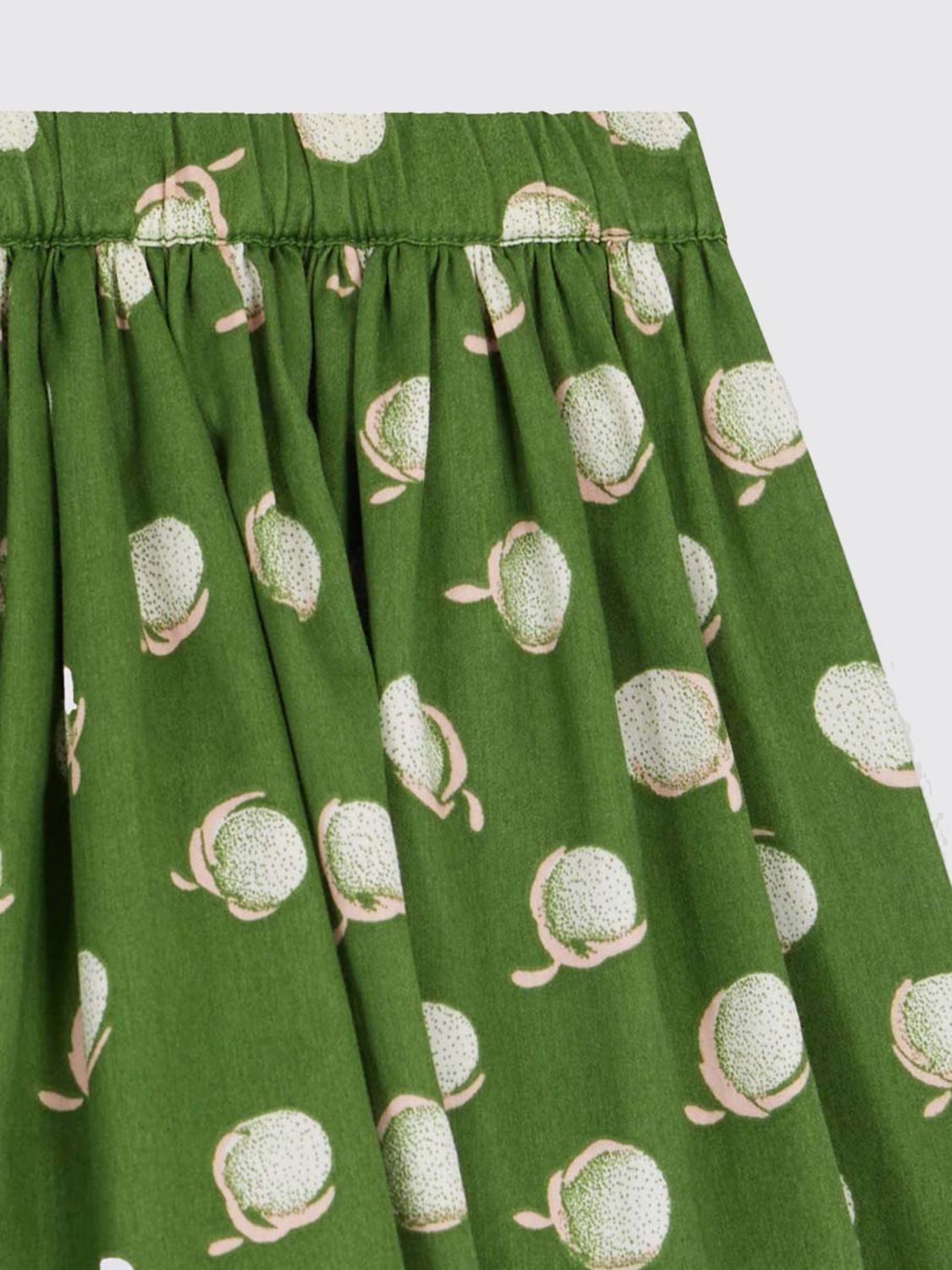 Cotton-print gathered skirt - Green