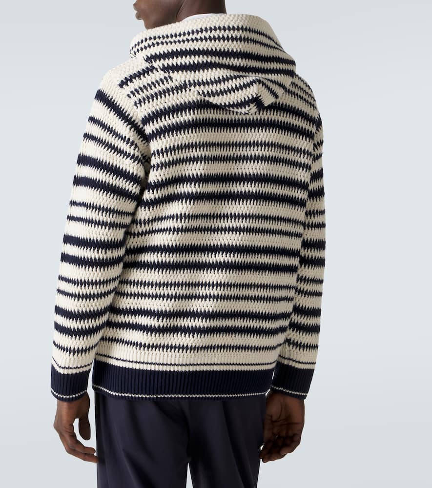 Kirk striped crochet cotton hoodie