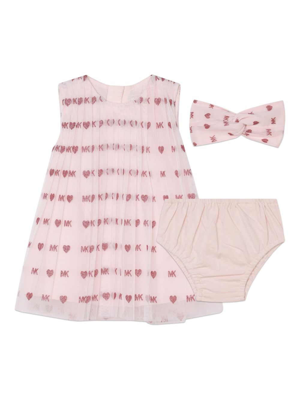 Glitter-detail pleated dress - Pink