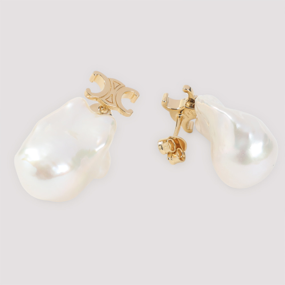 Golden Signature Pearl Drop Earrings