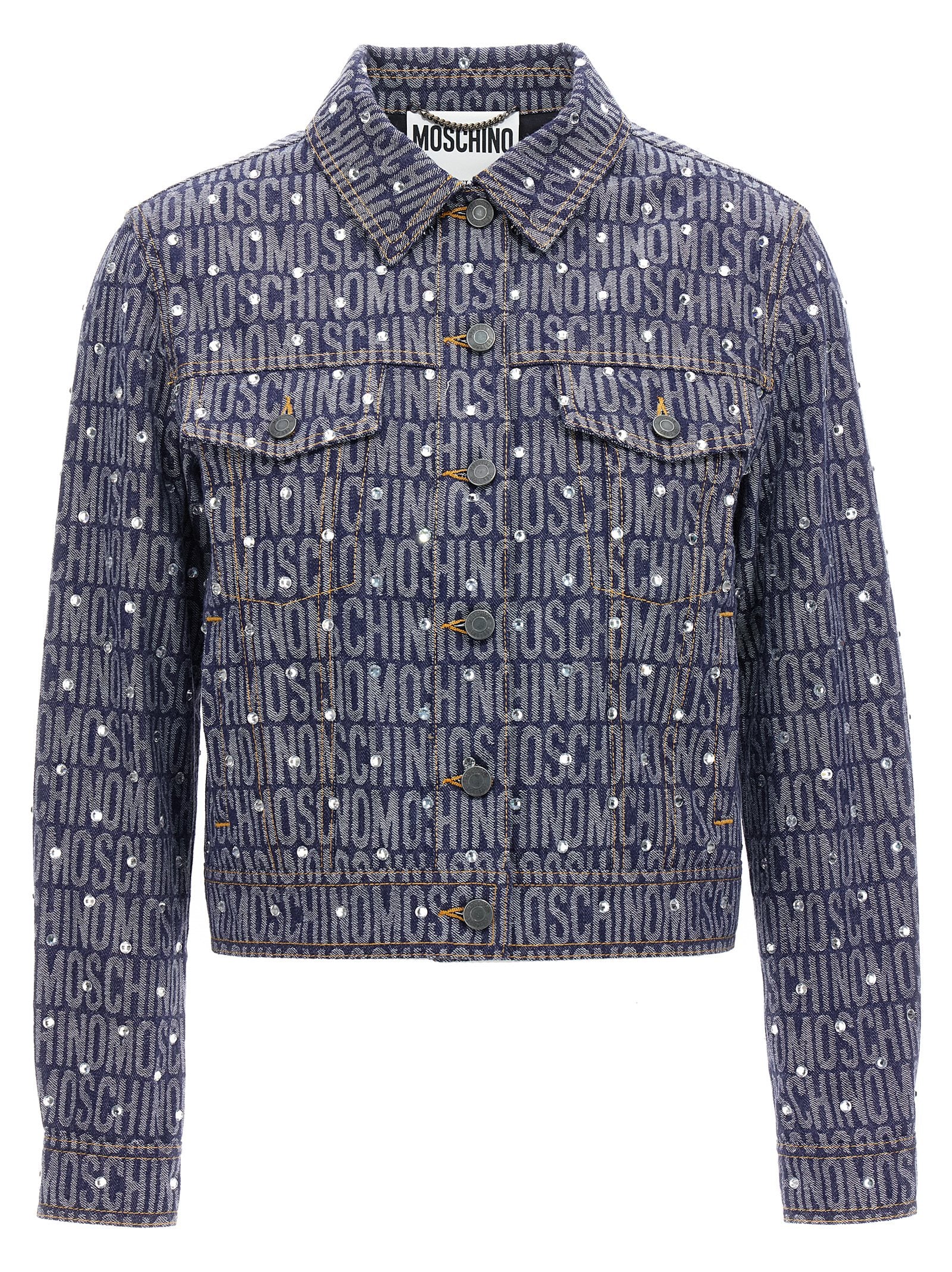 Logo-Print Denim Jacket — Blue