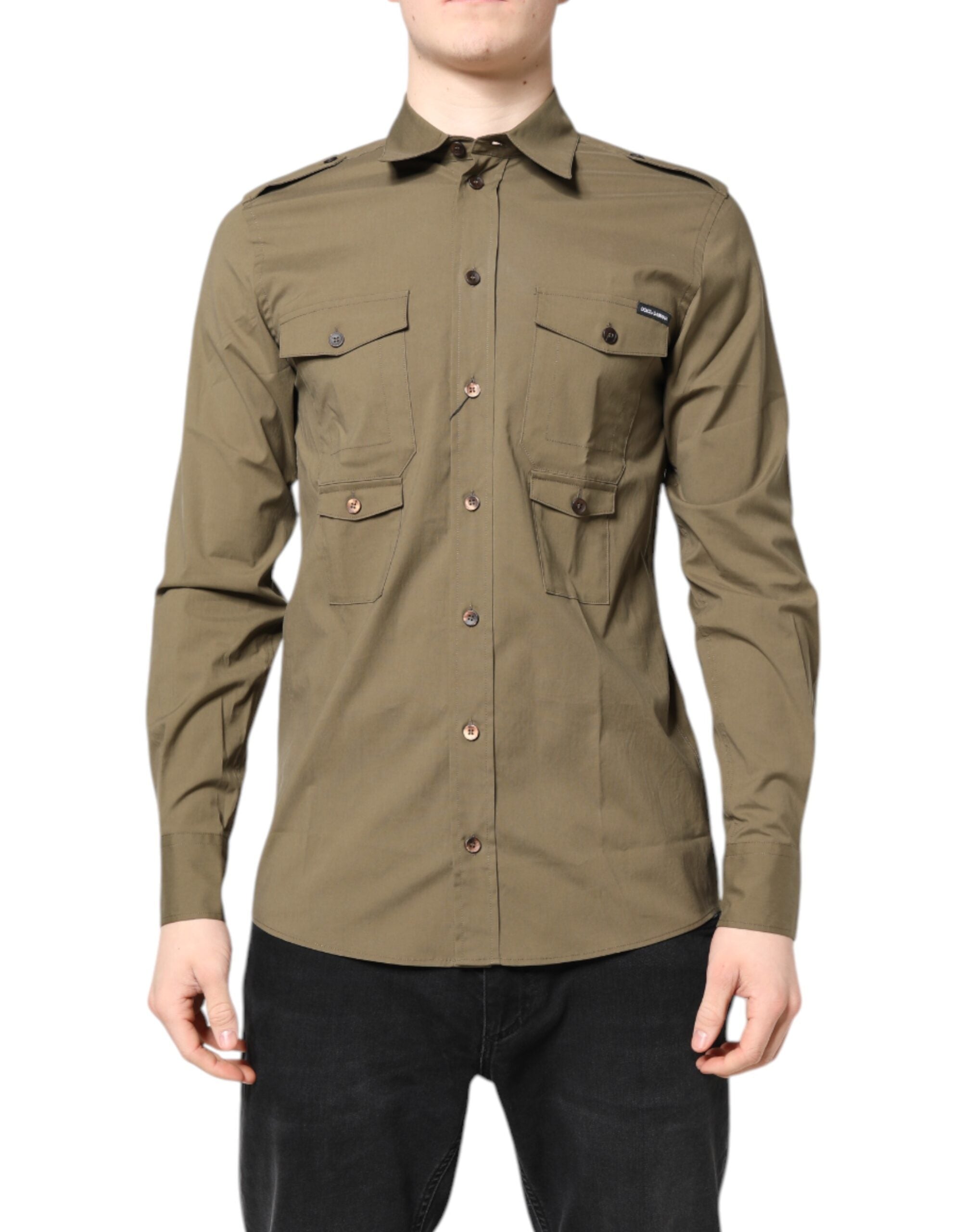 Cotton Stretch Shirt — Brown