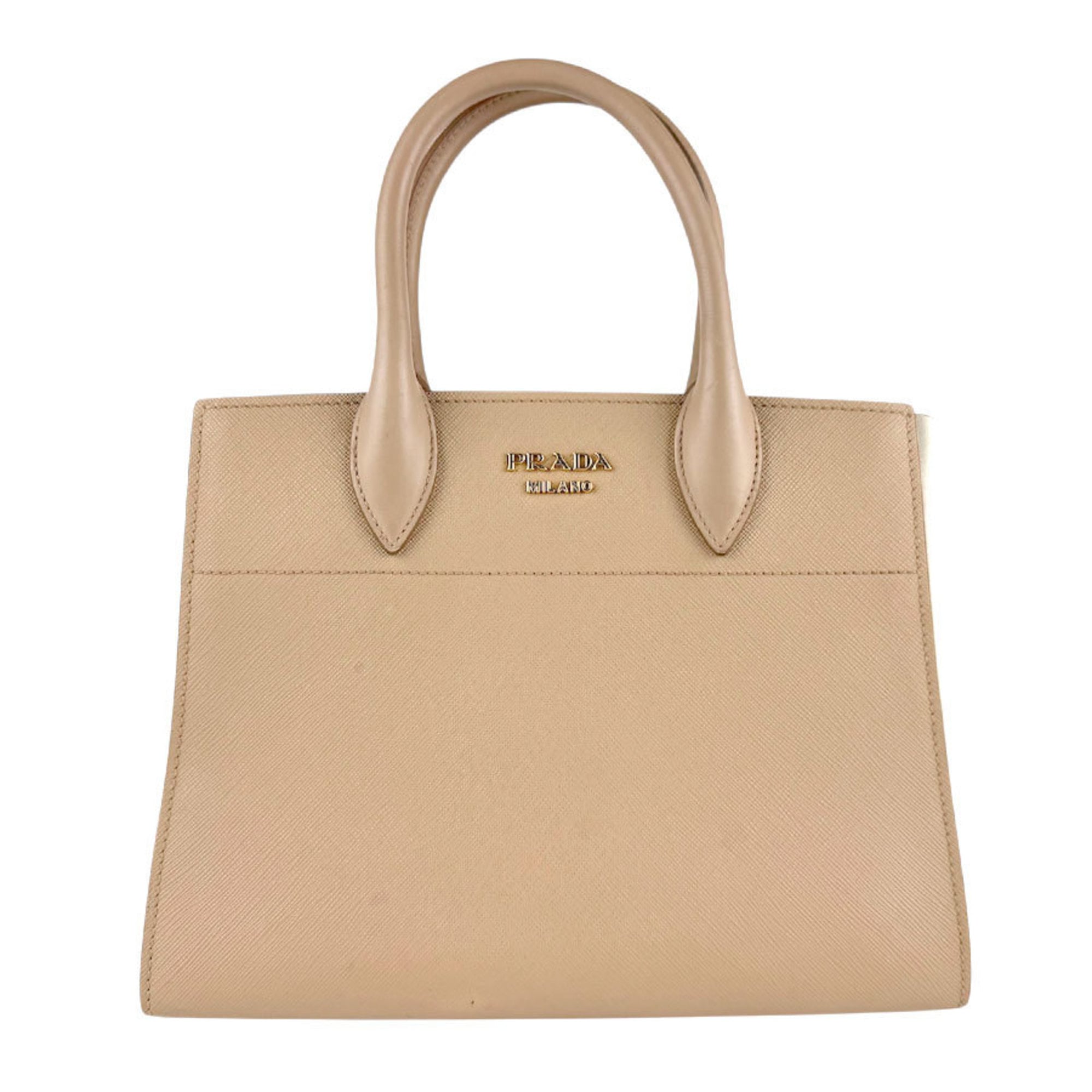 Prada Beige Ivory Leather Handbag Shoulder Bag Pre-Owned