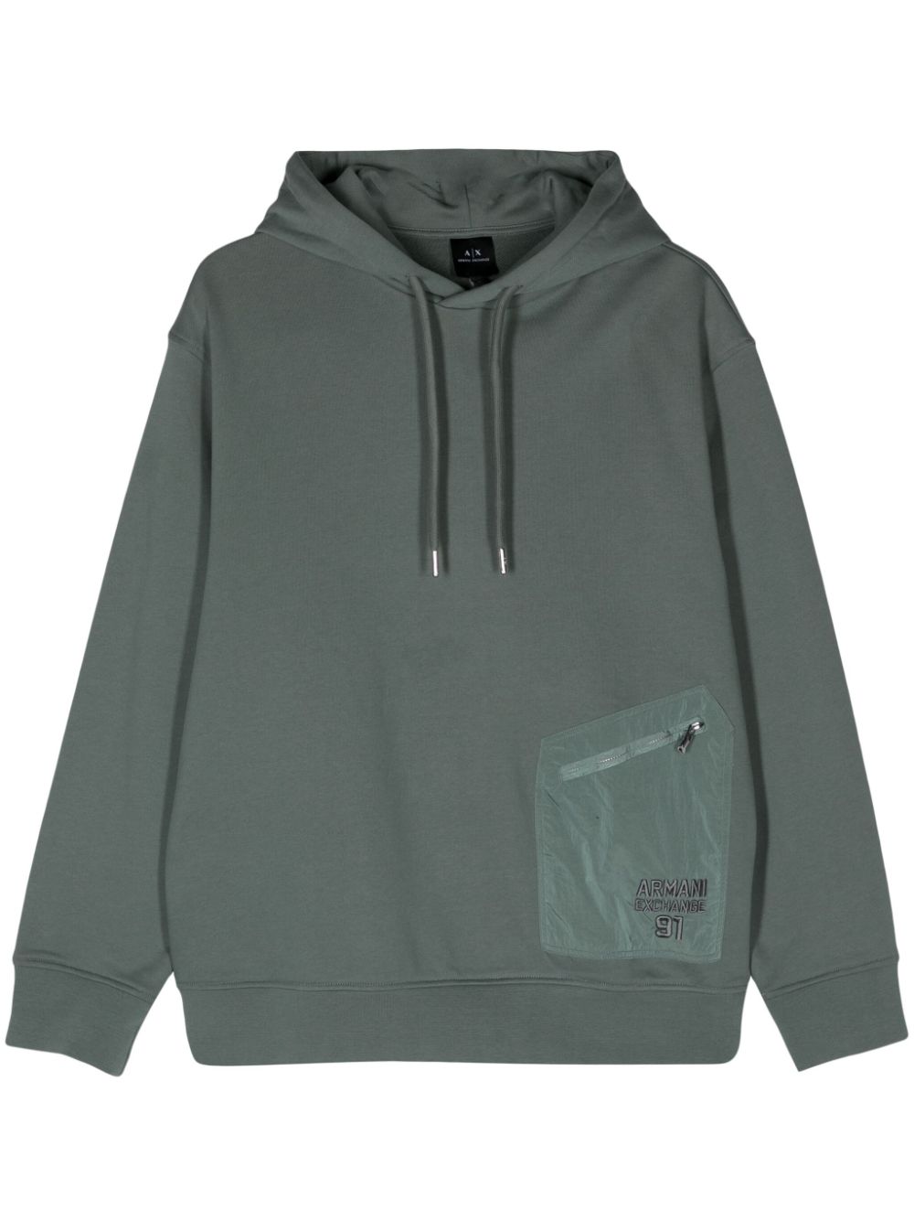 Logo-embroidered cotton hoodie - Green