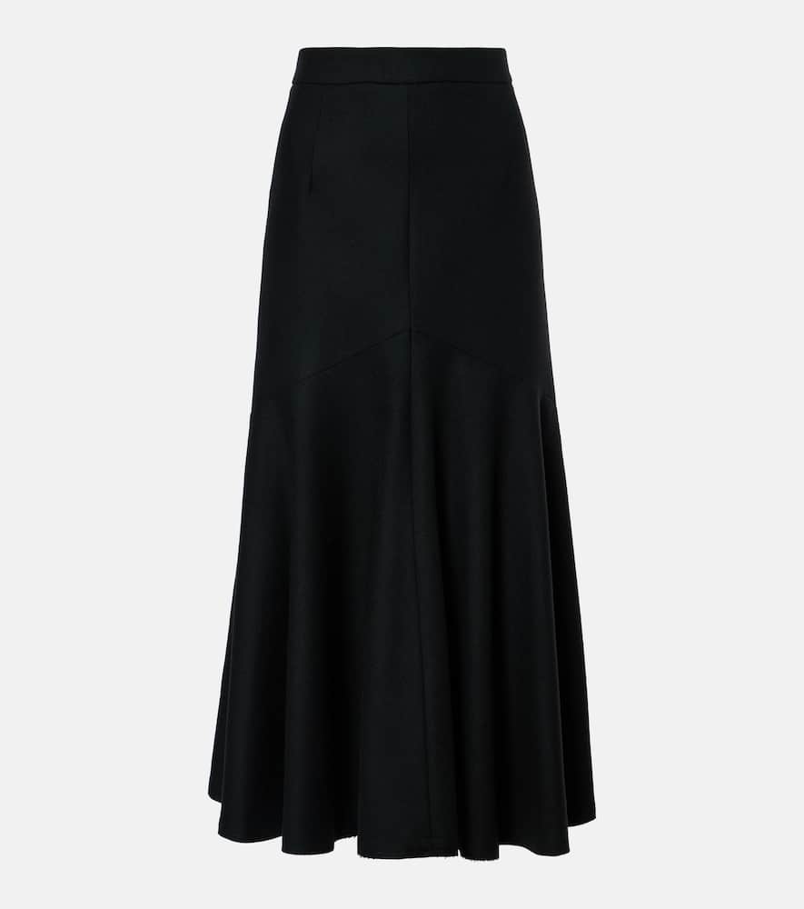 Peplum wool-blend midi skirt