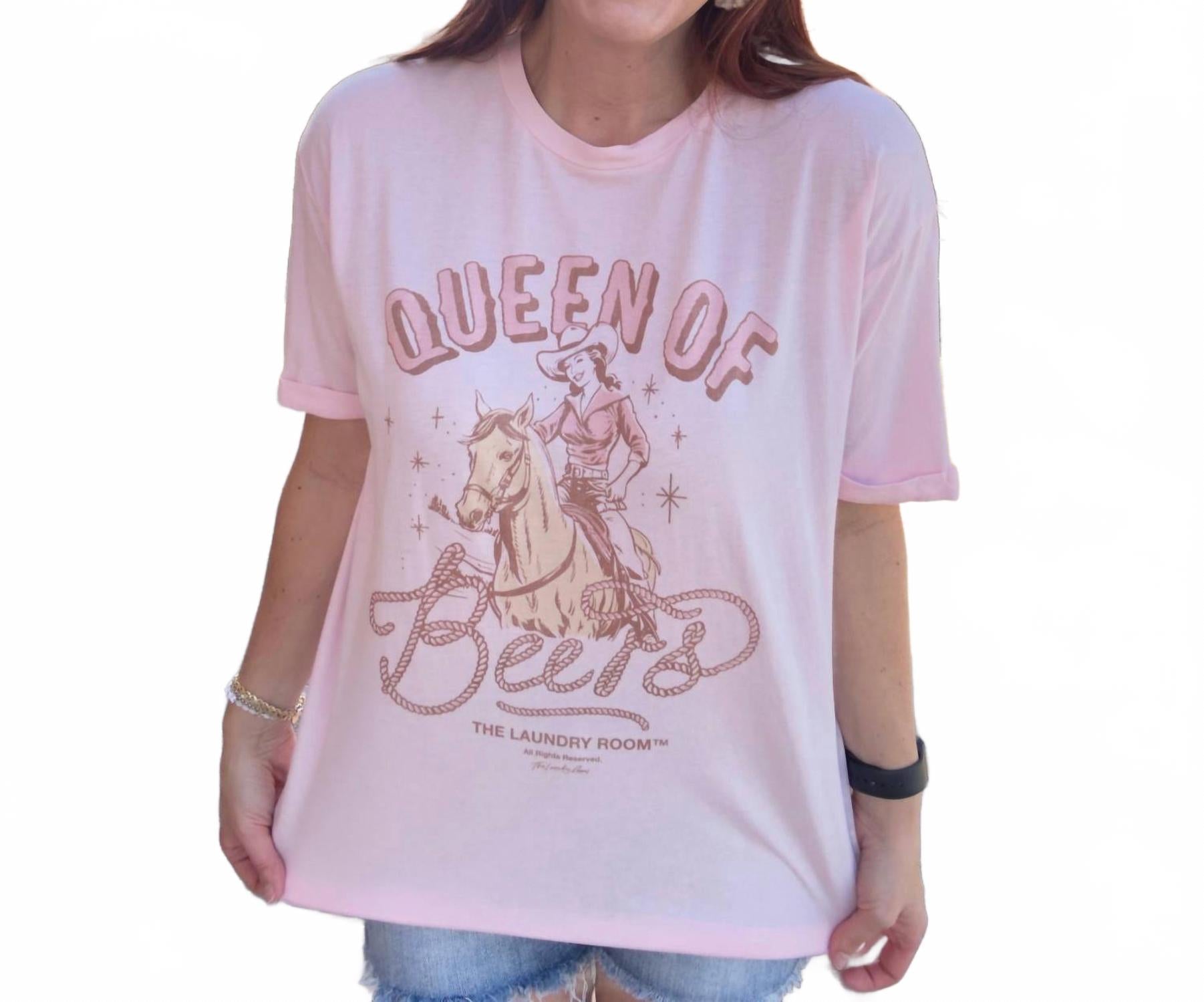 Queen Of Beers Tee In Light Pink