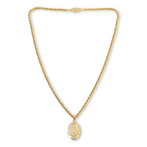 Bellezza Bronze St. Christopher Medallion Pendant with Chain