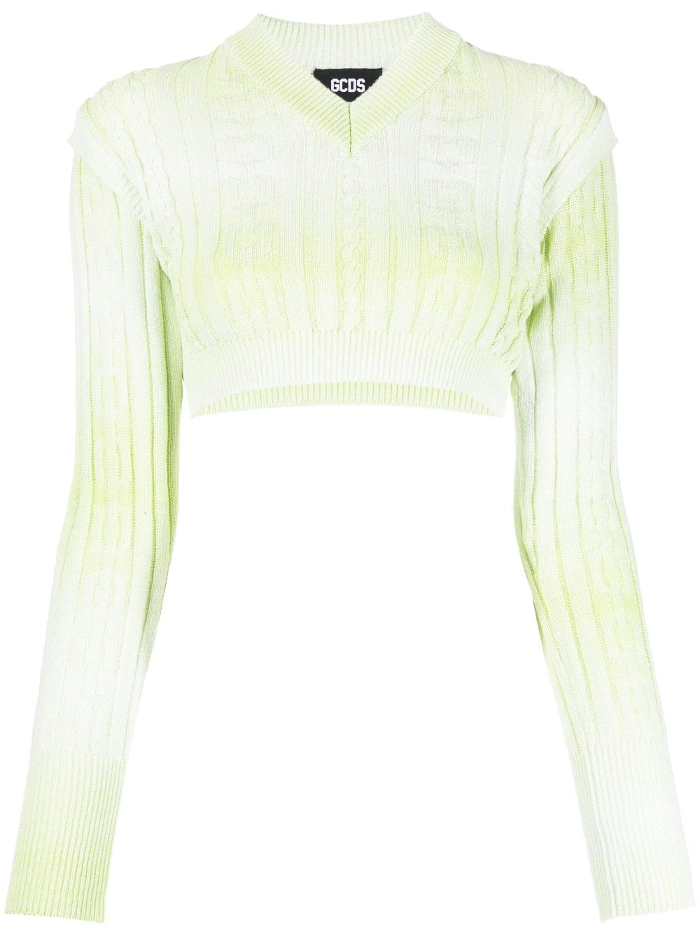 Braids faded-effect knitted crop top - Green