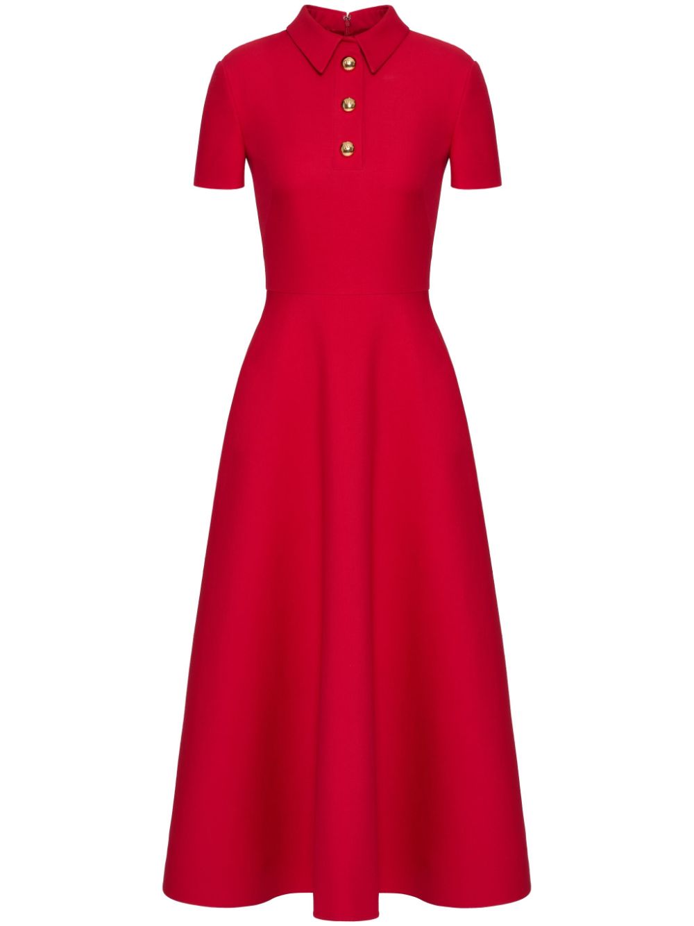 Short-sleeve polo-collar maxi dress - Red