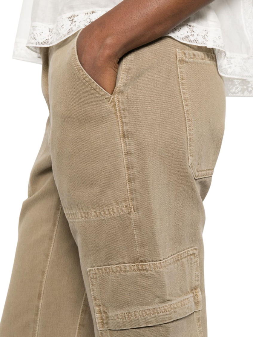 Beige Flared High Rise Jeans