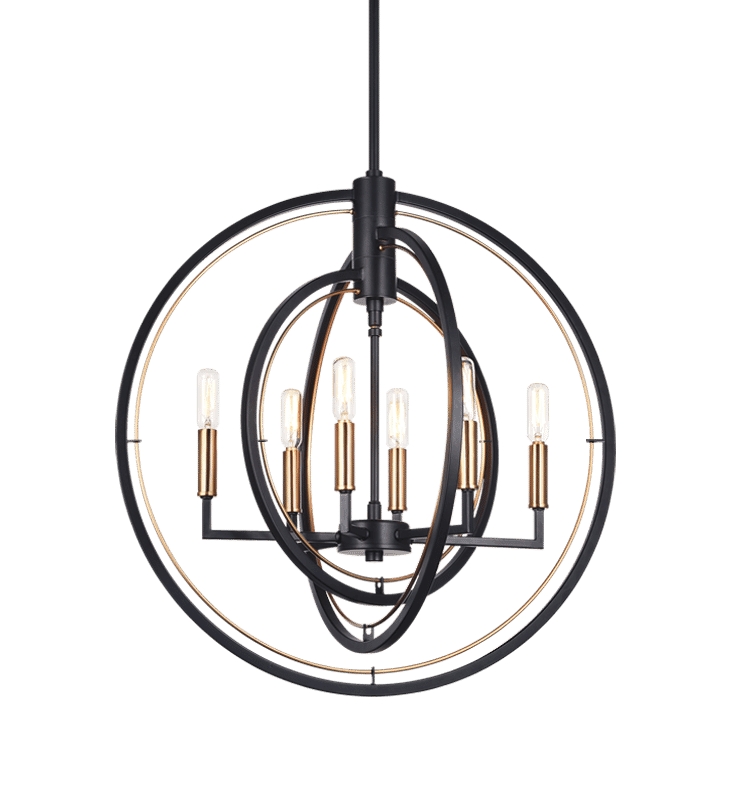 Black Six Light Pendant from the Odyssey Collection