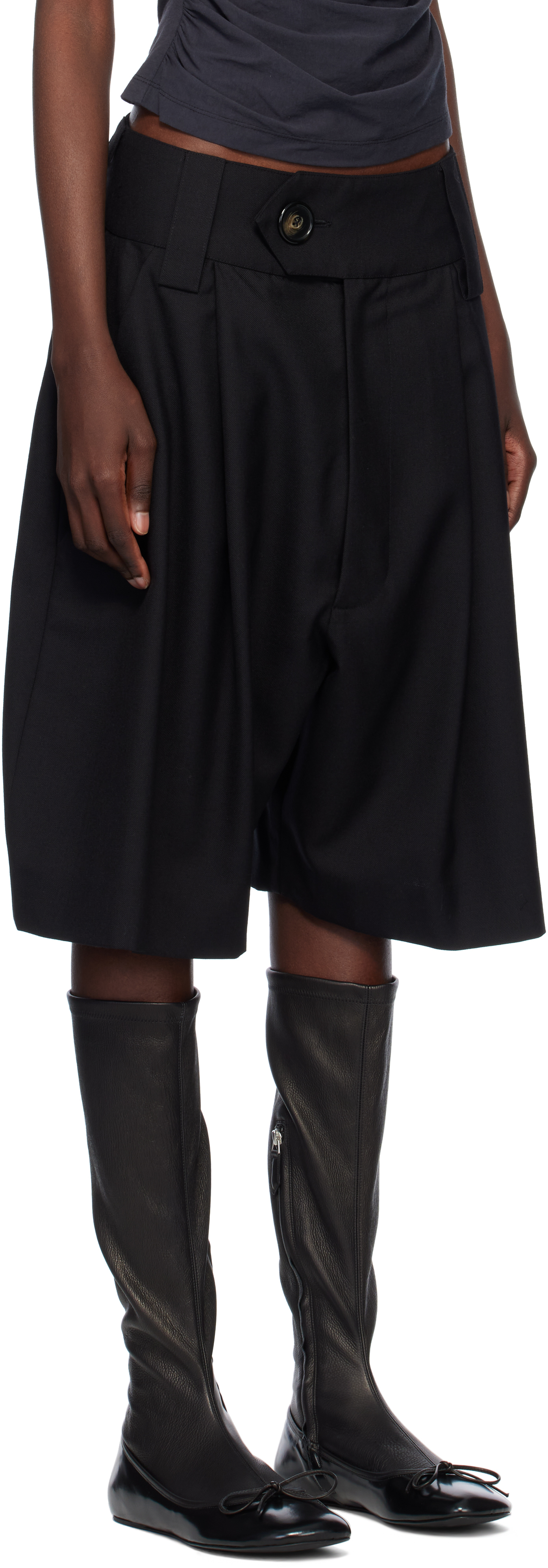 VAQUERA Black 'Baby Suiting' Woven Shorts