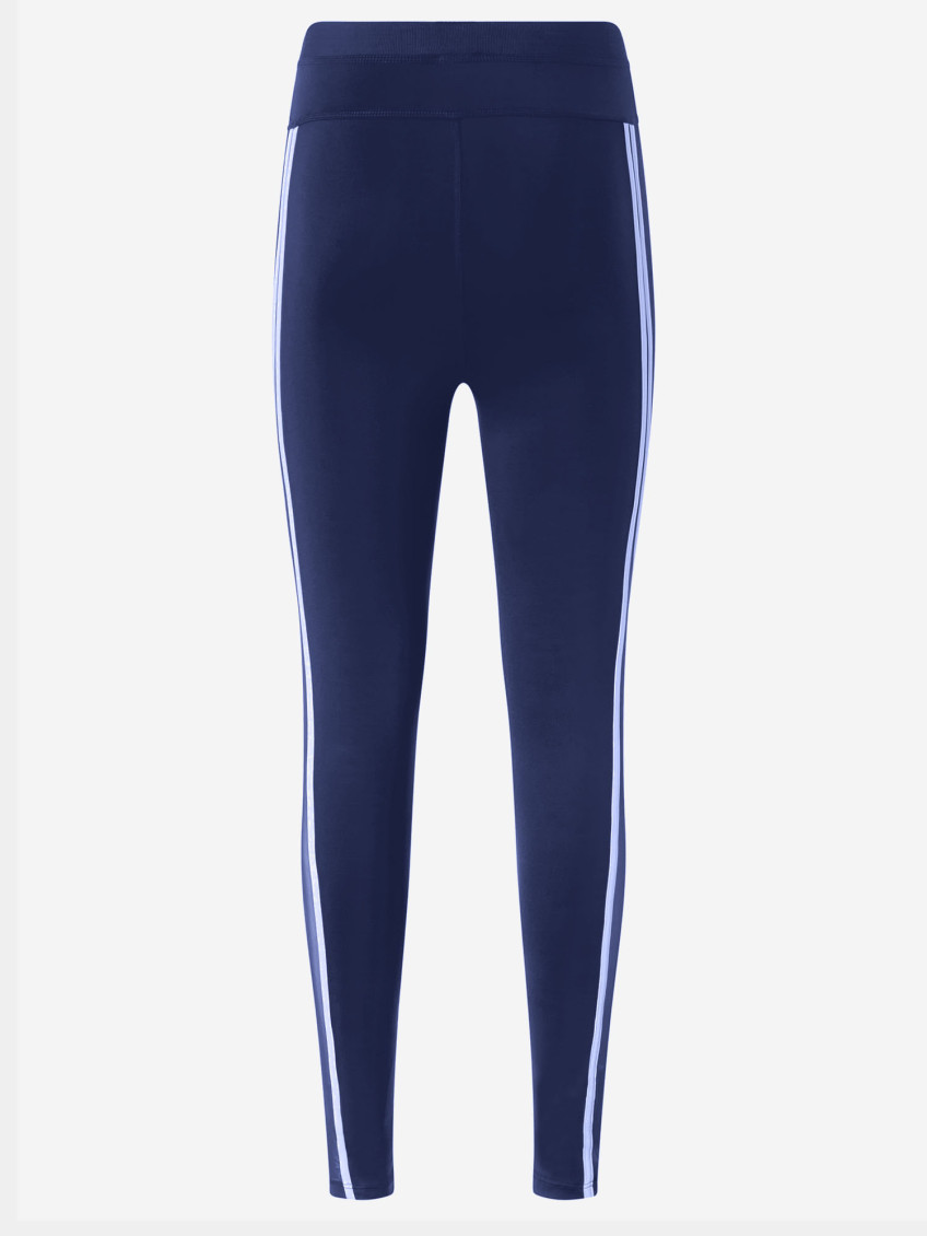 Luna Piena Blue Pants With Love Birds Diamond Cut Embroidery On The Front And Side Striped Detail In Tech Fabric Woman