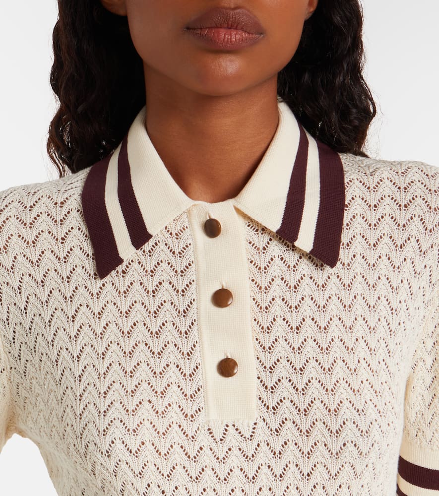 Cotton pointelle polo shirt