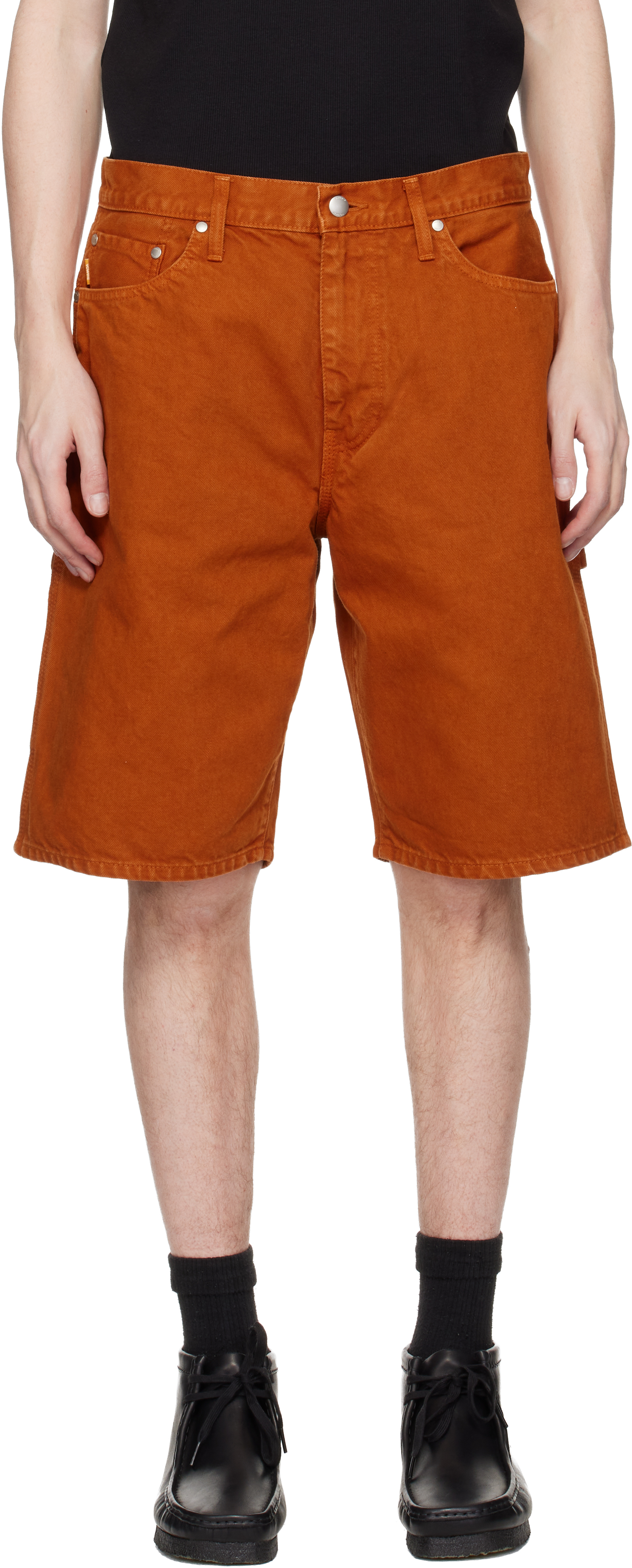 Orange Overdyed Painter Shorts