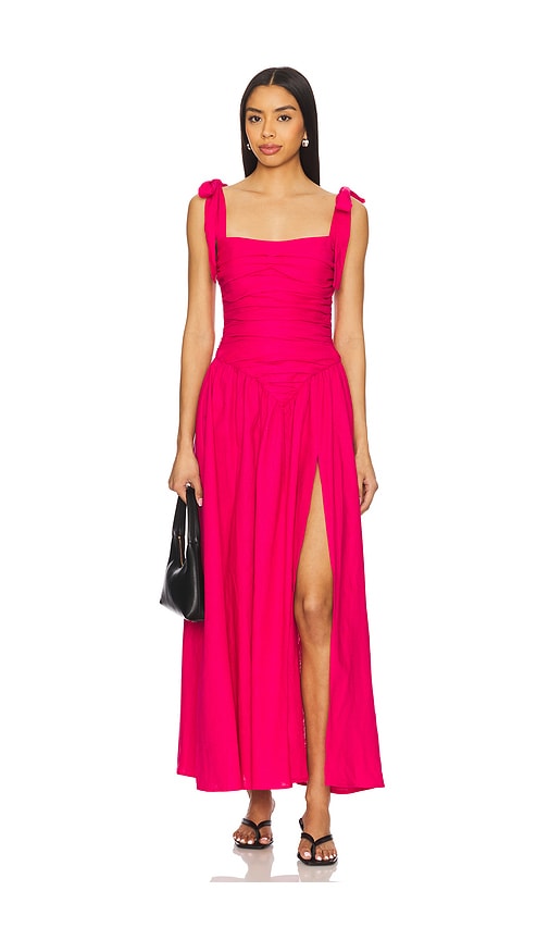 Bardot Mirelle Linen Maxi Dress in Fuchsia. Größe 6. Also in 12, 2