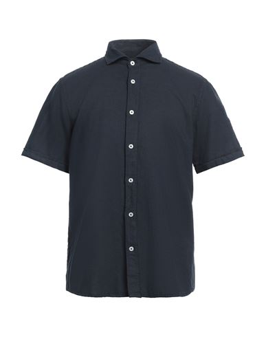 Man Shirt Midnight blue Size L Cotton, Linen