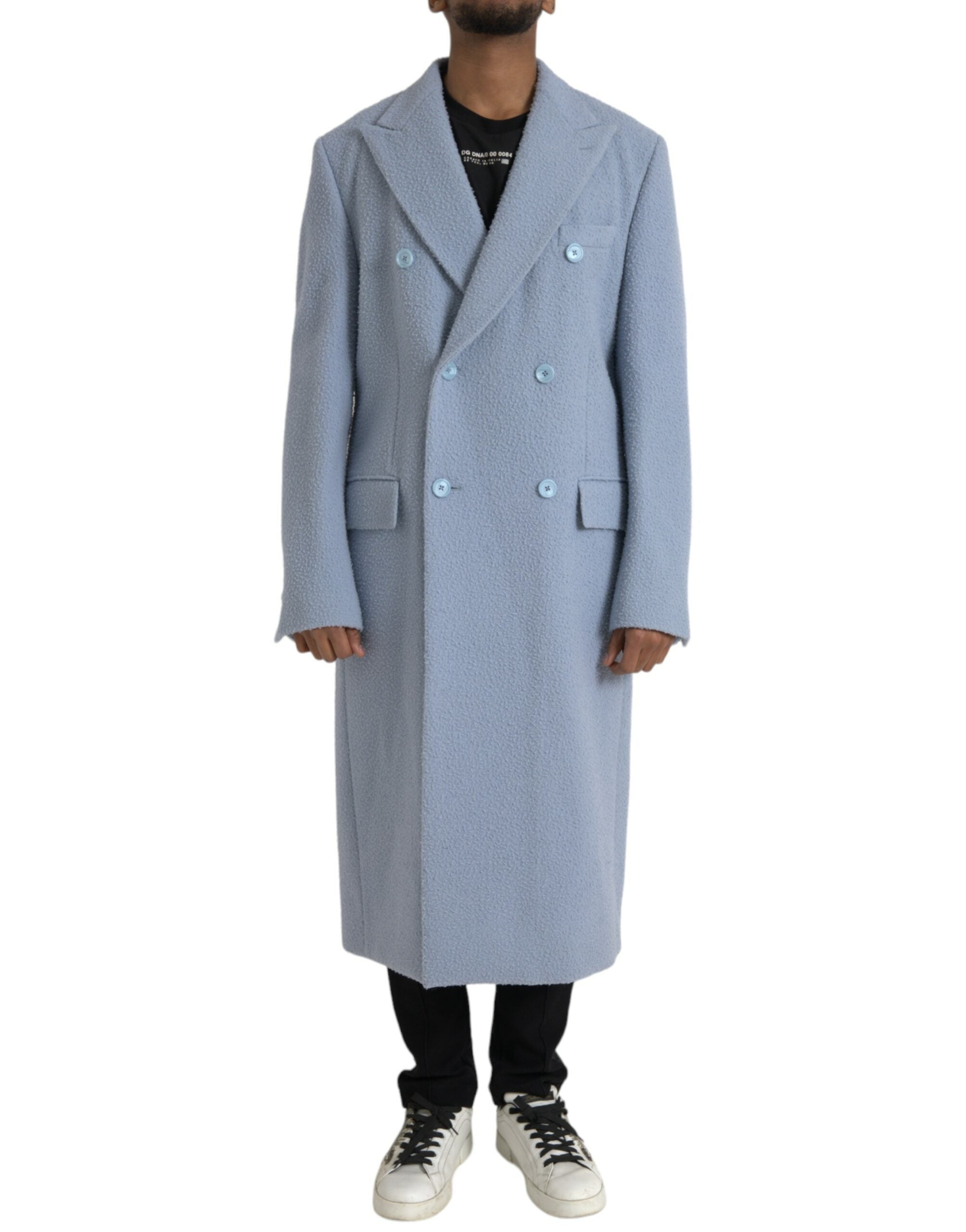 Cashmere Double-Breasted Coat — Blue