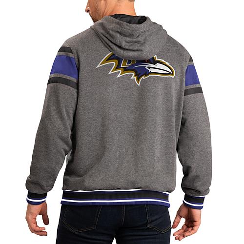 Men's Purple/Gray Baltimore Ravens Extreme Full Back Reversible Hoodie Fu