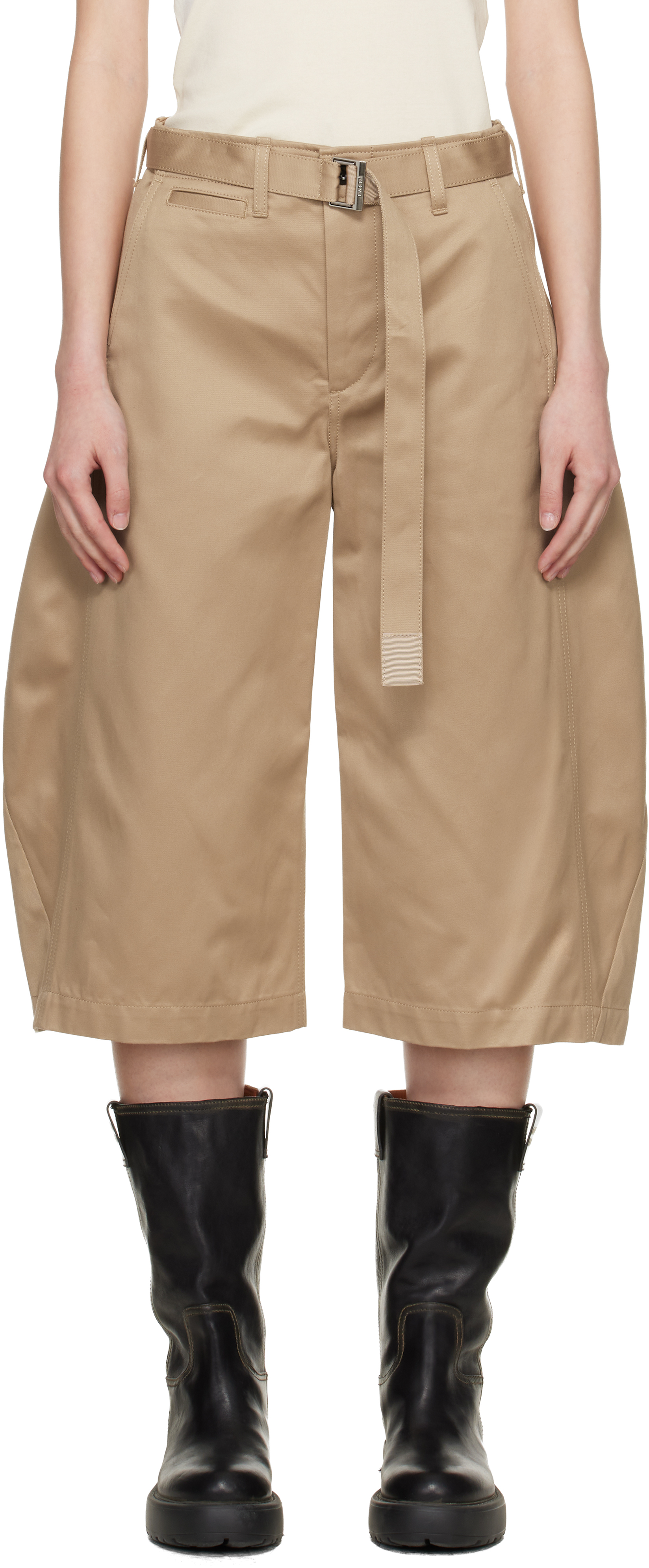 Beige Cotton Chino Shorts