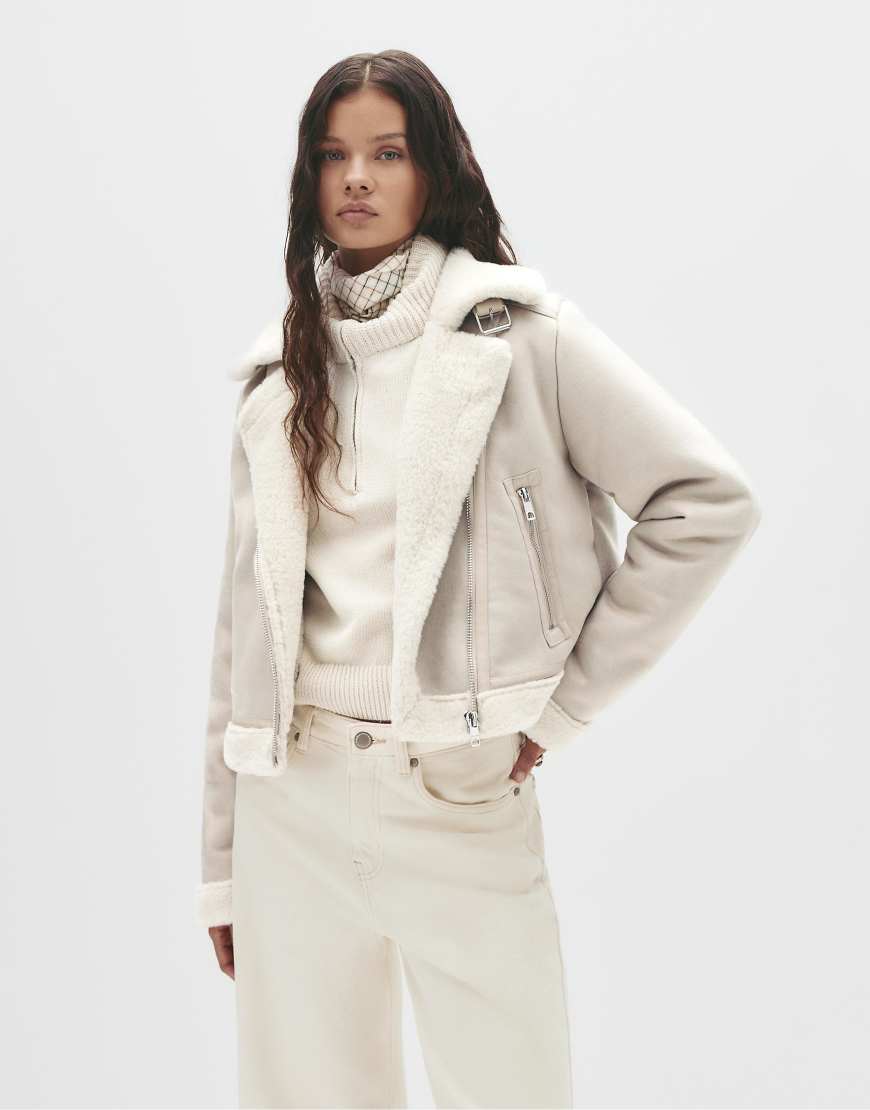 Short double-faced jacket in beige-Neutral