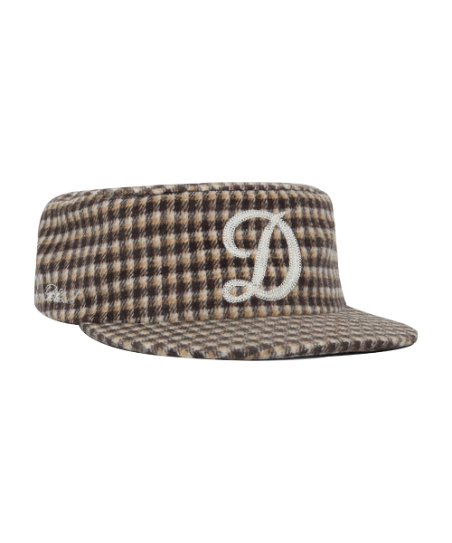 PILLBOX CAP CHECK BROWN