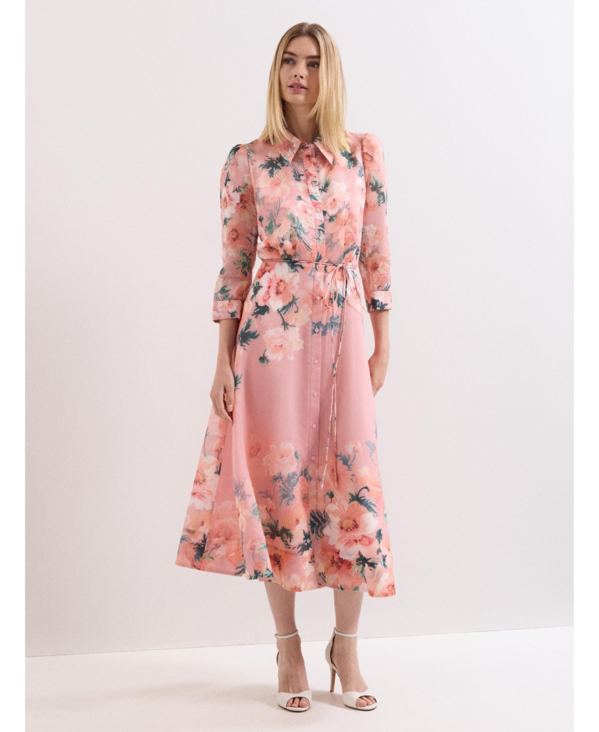 Women's Anabella 3/4 Sleeve Midi Dress - Light/Pastel Pink