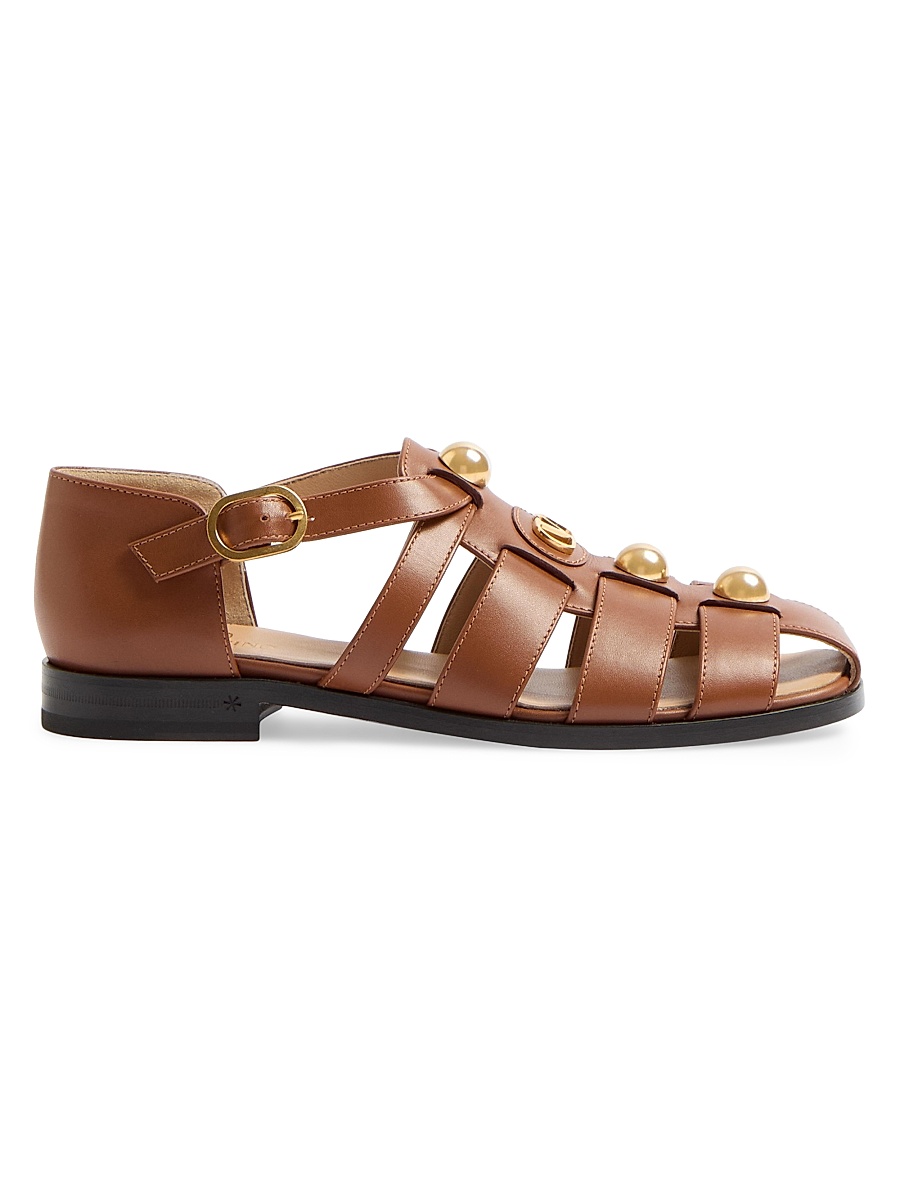 Women's VLogo Signature Calfskin Fisherman 20MM Sandals - Tobacco
