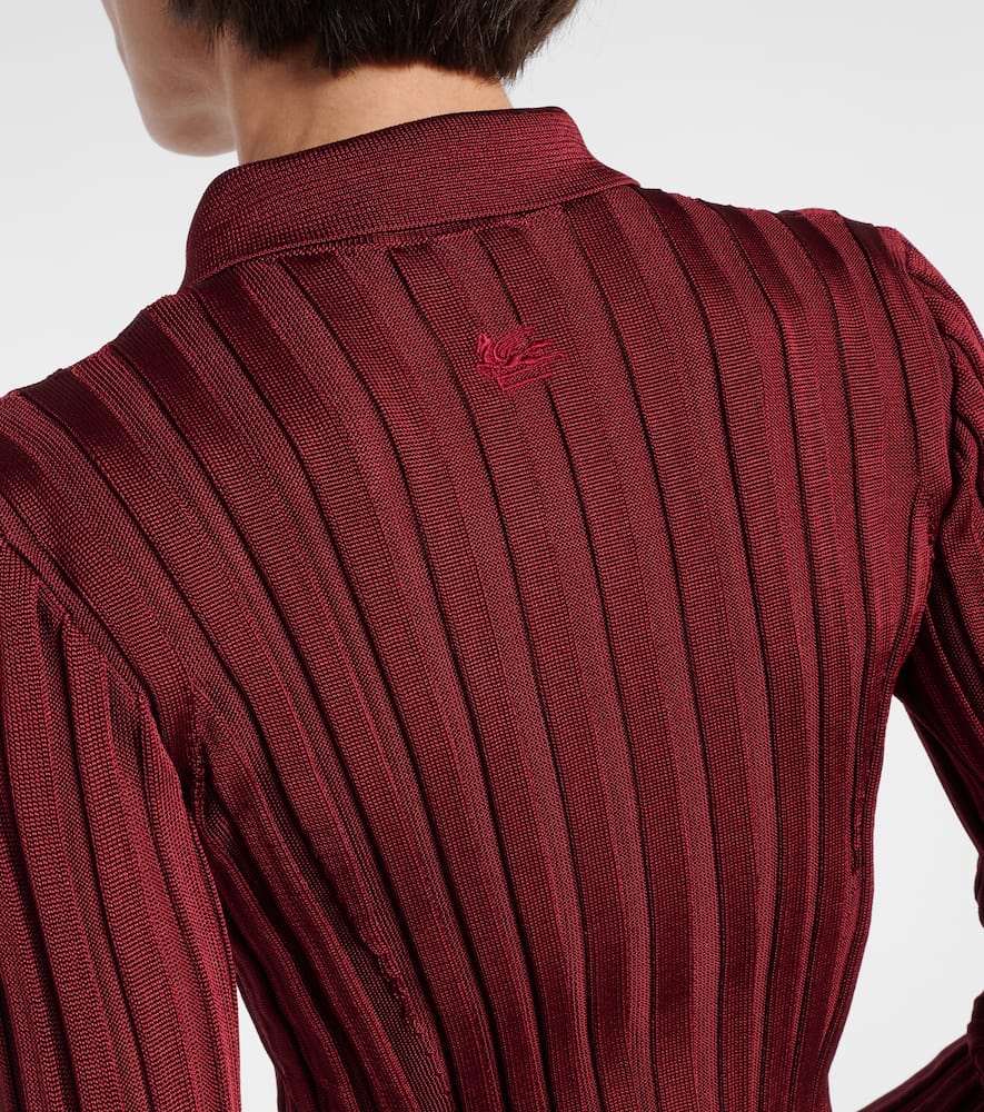 Ribbed-knit polo sweater