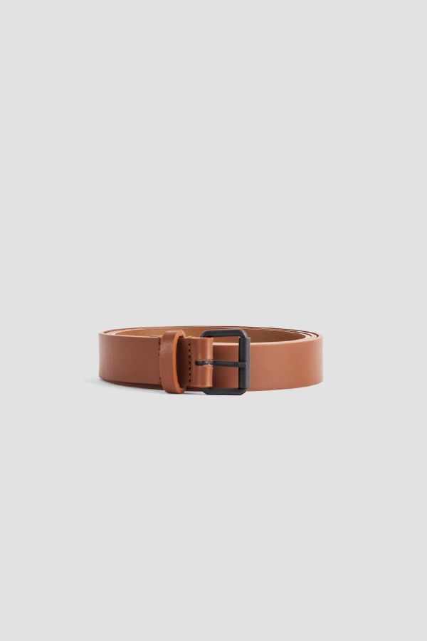 Fine-Grained Leather Belt — Brown