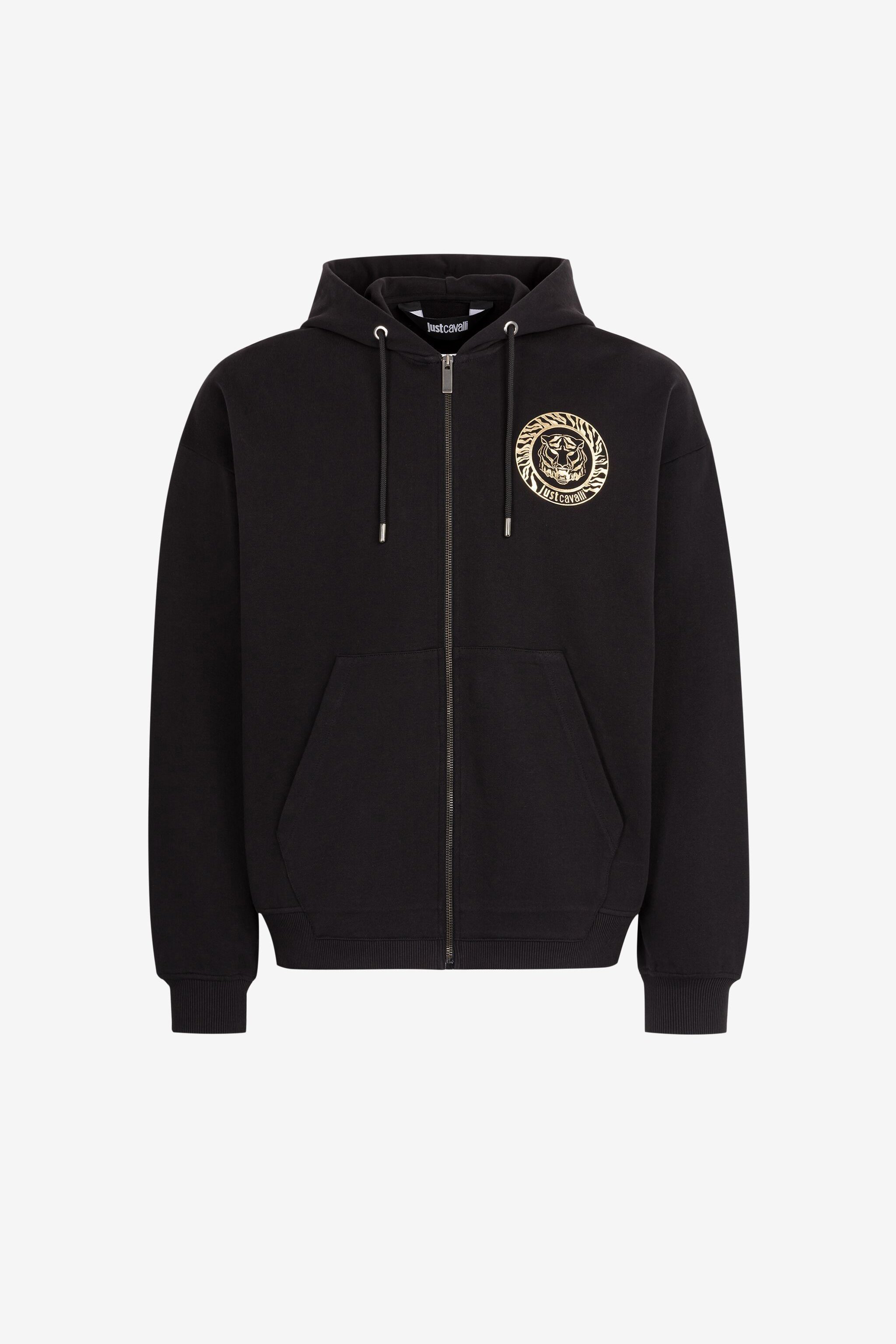 Just Cavalli Logo-print Zip Cotton Hoodie