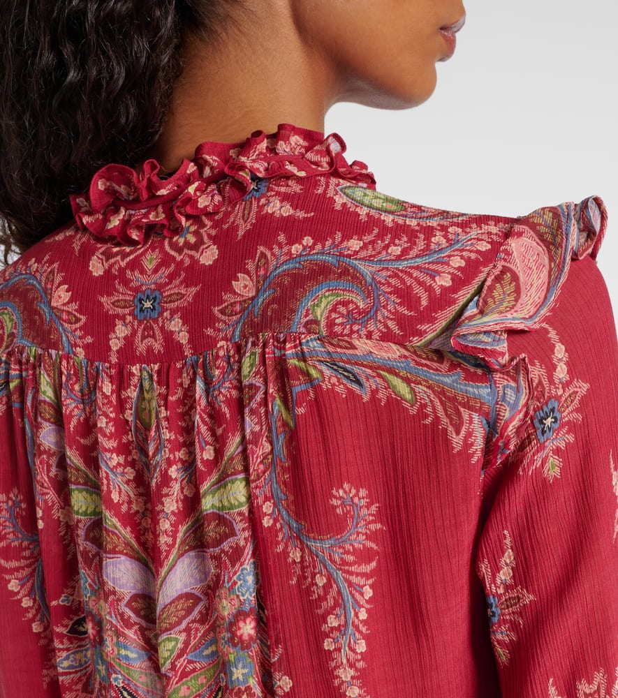 Printed crepon blouse