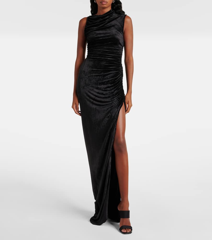Lilies Svita ruched velvet jersey gown