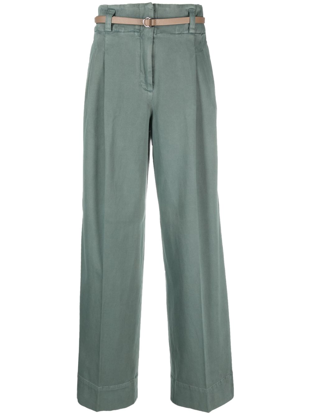High-waisted wide-leg trousers - Green