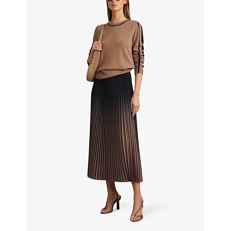 Womens Mink/black Annie Colour-block Slim-fit Wool and Cashmere-blend Jumper M