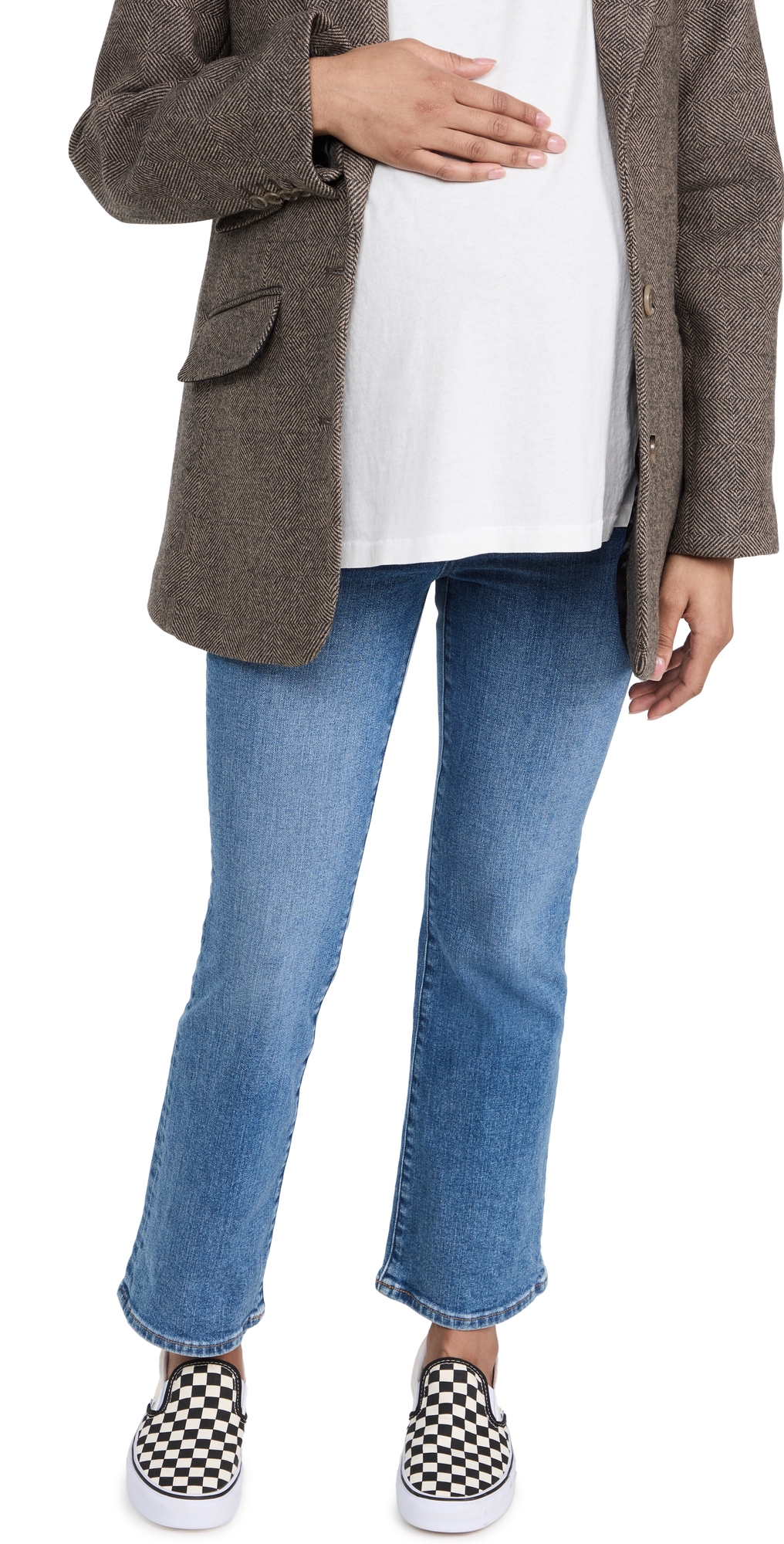Maternity Over-the-Belly Kick Out Crop Jeans in Cherryville Wash Medium Indigo