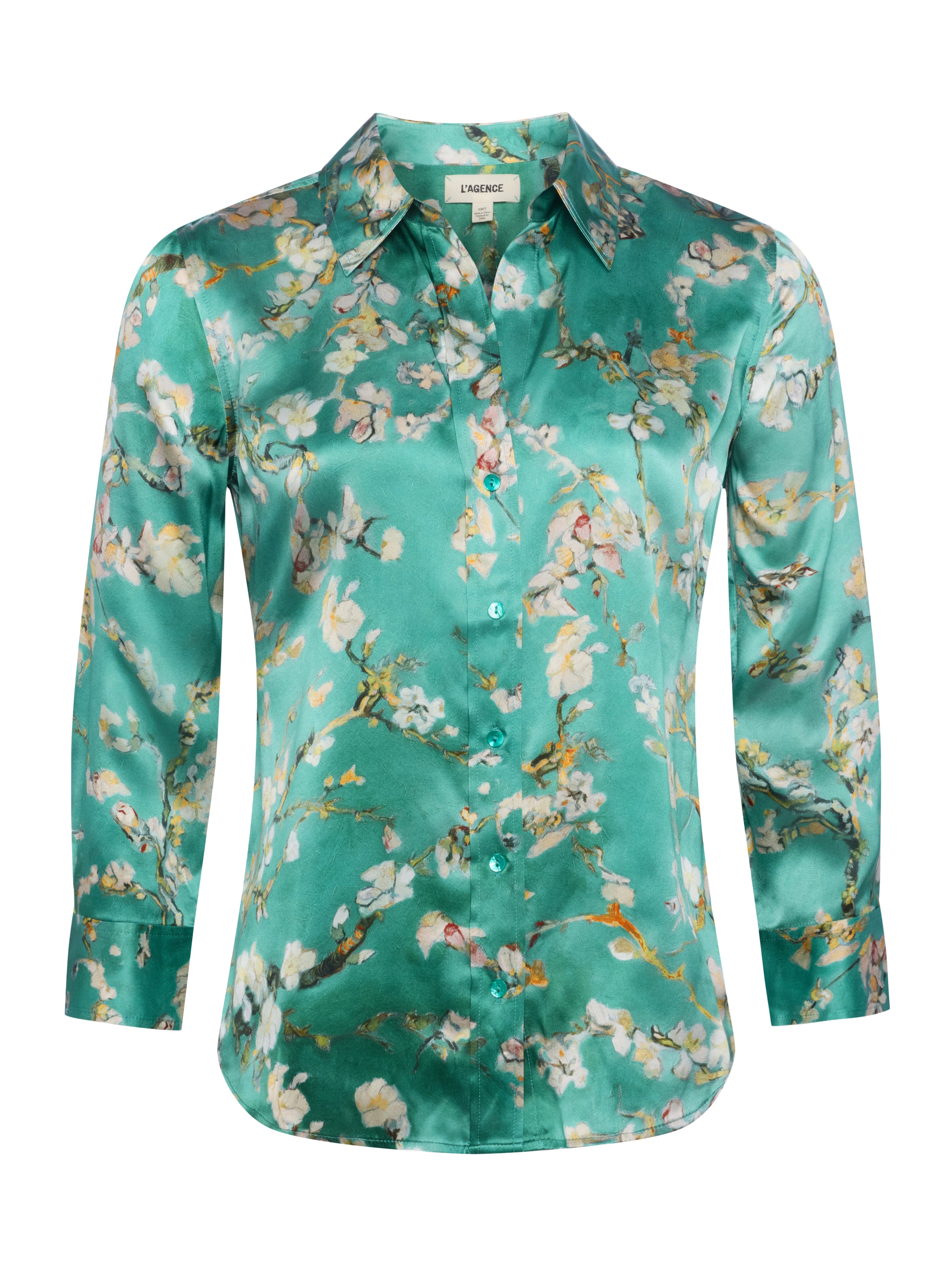 Dani Silk Blouse Top In Teal