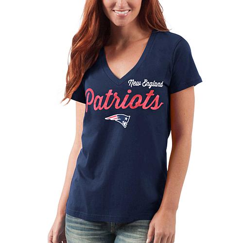 Officially Licensed NFL Women's Patriots Post Season V-Neck T-Shirt