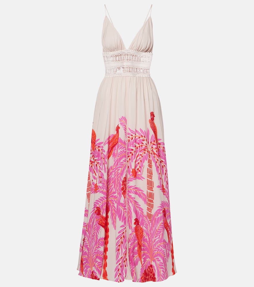 Havana crochet-trimmed floral maxi dress
