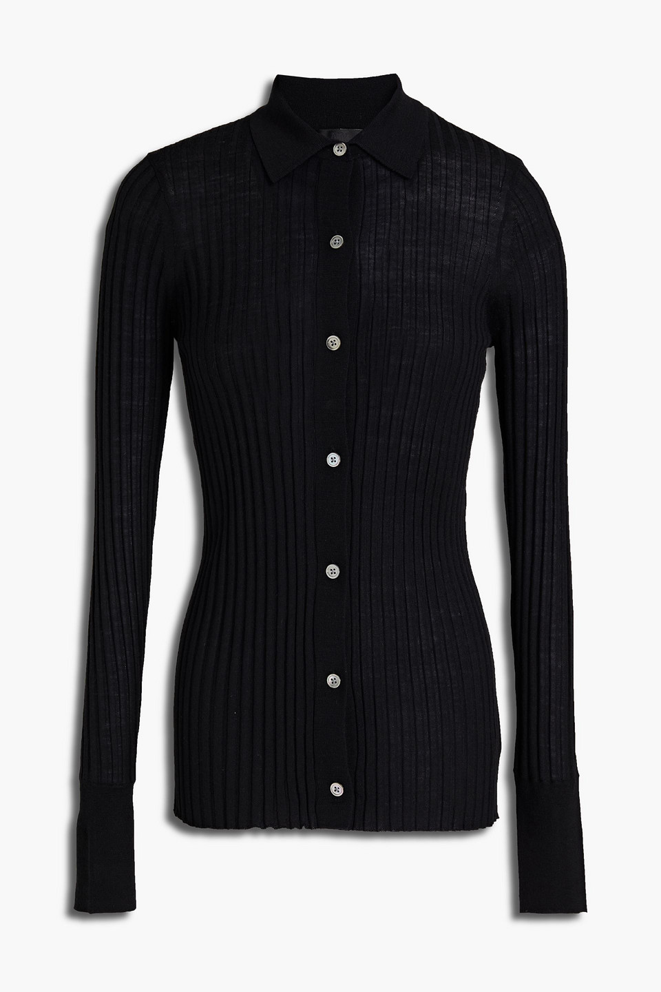 Ribbed wool cardigan - Black - XS