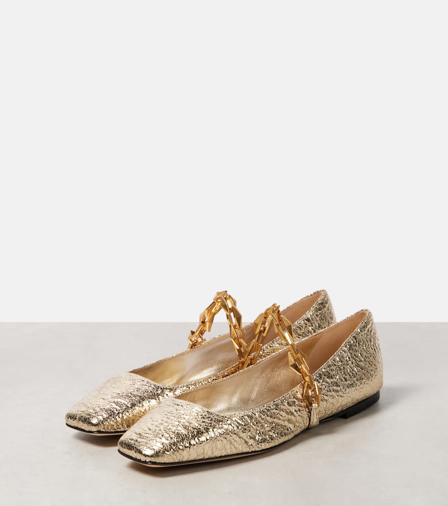 Diamond Tilda metallic leather ballet flats