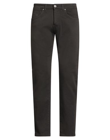 Man Pants Dark brown Size 33 Cotton, Elastane