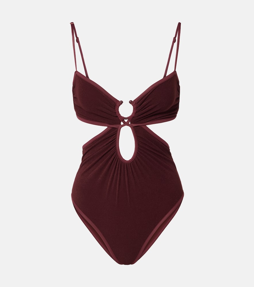 Sunny Days cutout gathered swimsuit