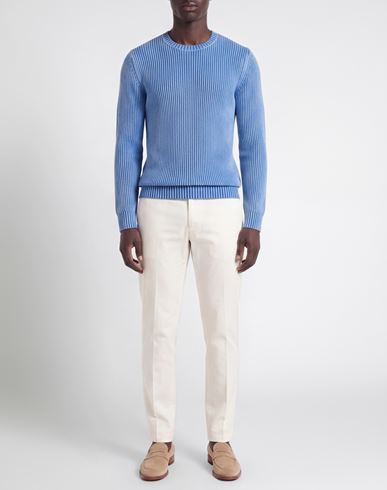 Man Sweater Light blue Size 38 Cotton