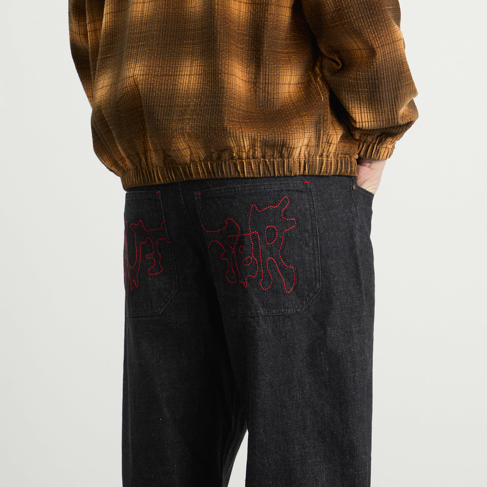 Men's Blotch Baggy Denim Jeans Streaky Black