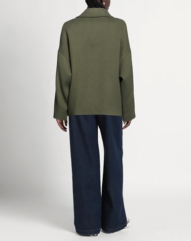 Woman Coat Military green Size 6 Polyester, Viscose, Elastane