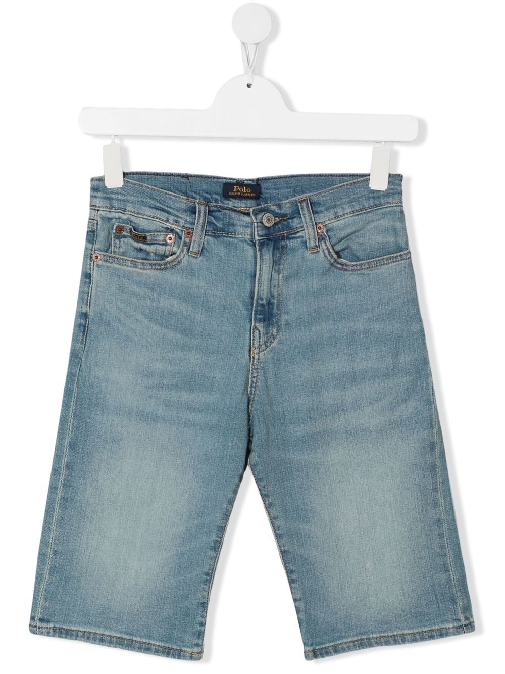 Logo patch denim shorts - Blue