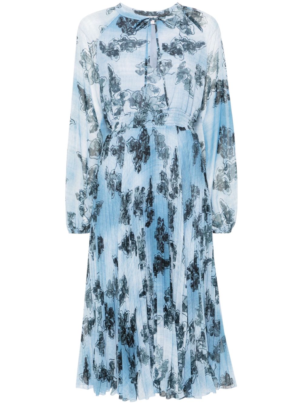 Floral-print midi dress - Blue