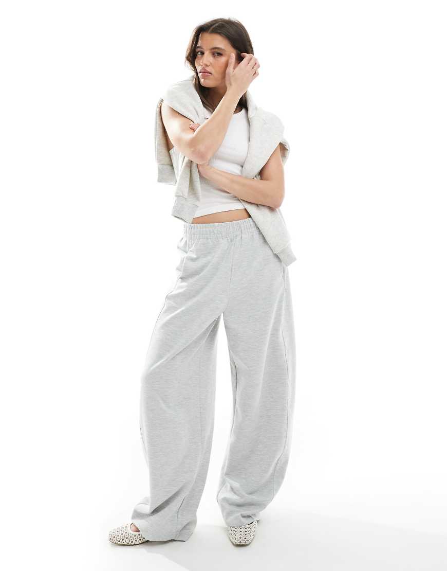 Plush barrel trousers in grey melange
