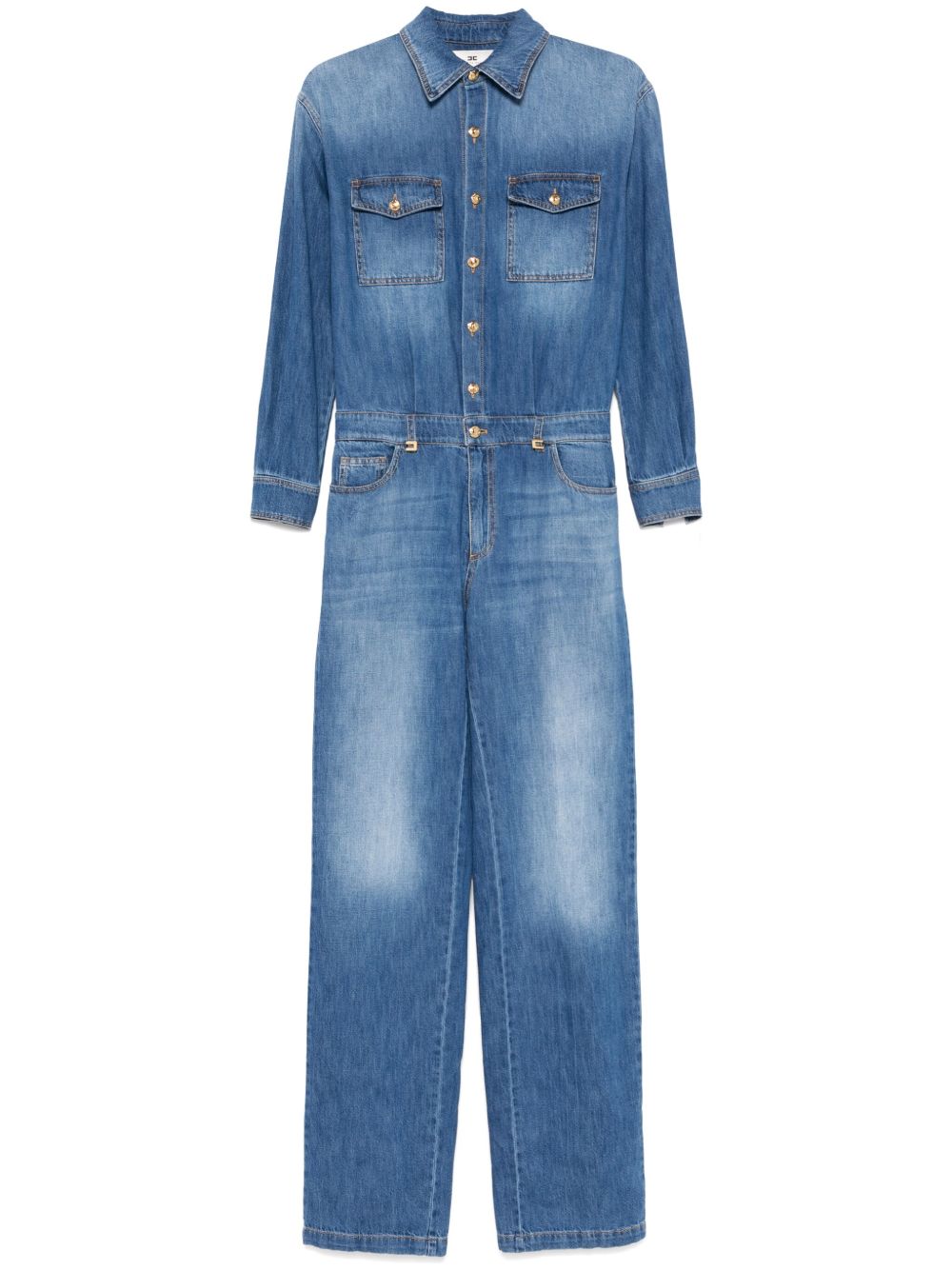 Logo-detail denim jumpsuit - Blue